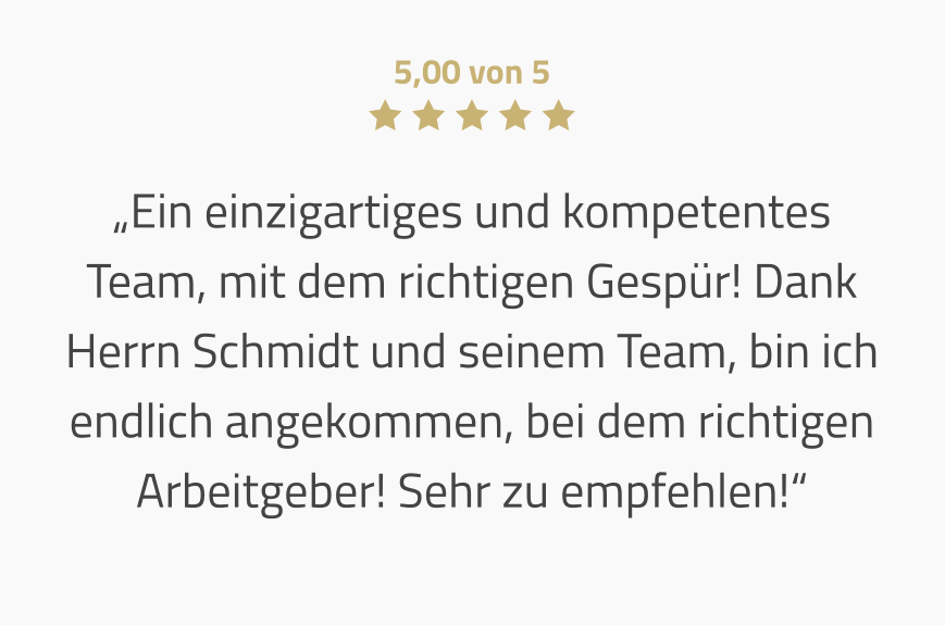 Kundenbewertung: Ein einzigartiges und kompetentes Team.