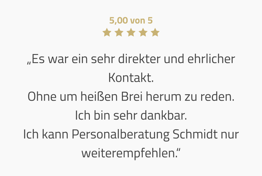 Kundenbewertung: Sehr direkter und ehrlicher Kontakt.