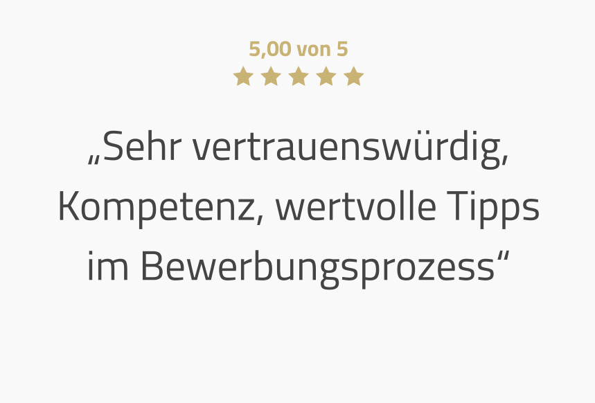Kundenbewertung: Sehr vertrauenswürdig, Kompetenz, wertvolle Tipps.